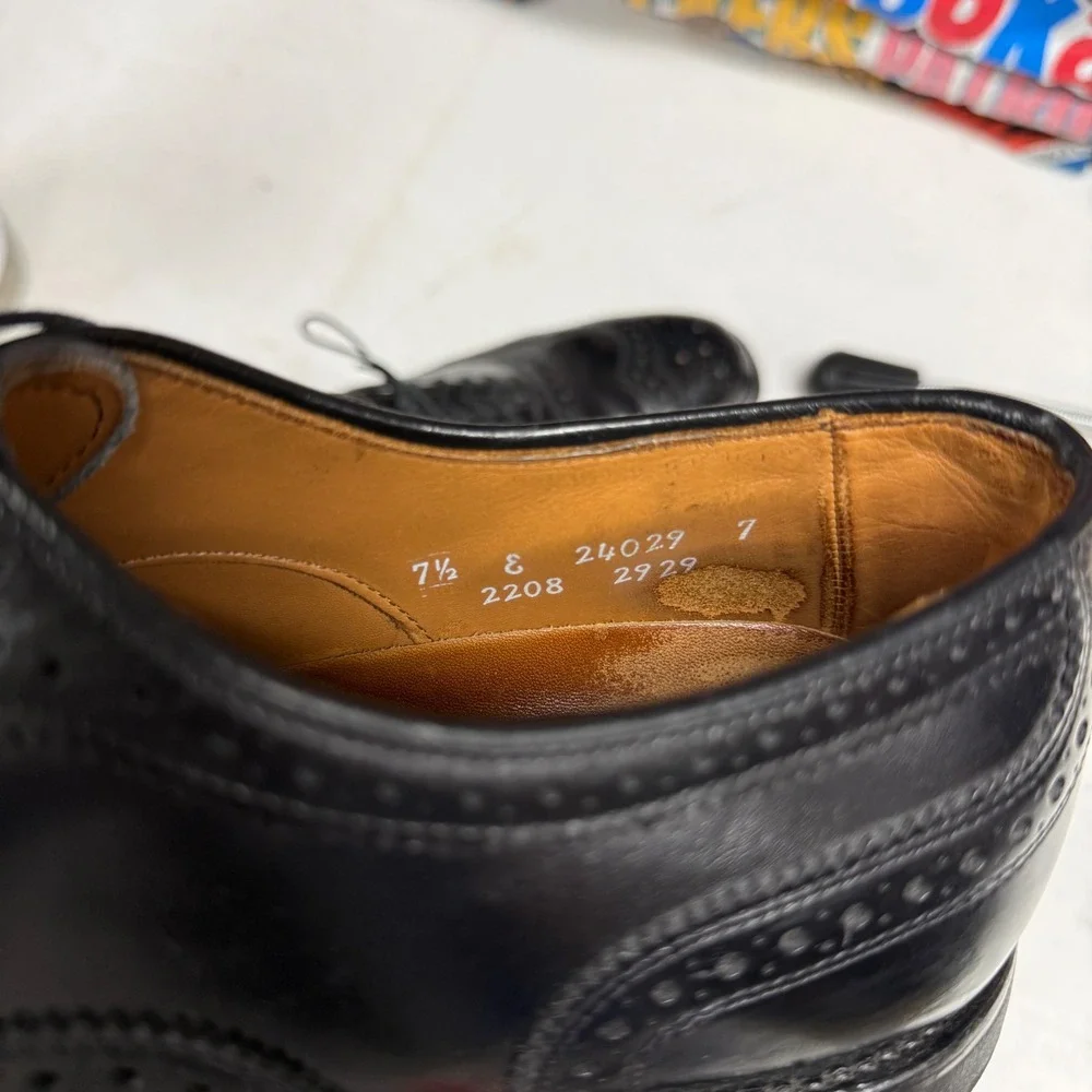 Allen Edmonds McAllister Wingtip‎ Vibram Oxford Black Leather Dress Shoes 7.5 E